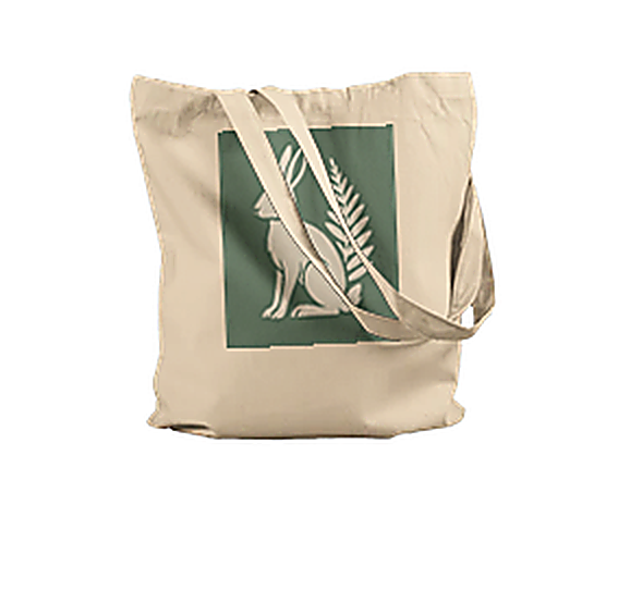 Nordic Hare and Forest Flower Print – Minimalistic Beige Tote Bag Design by Varg & Vitsippa