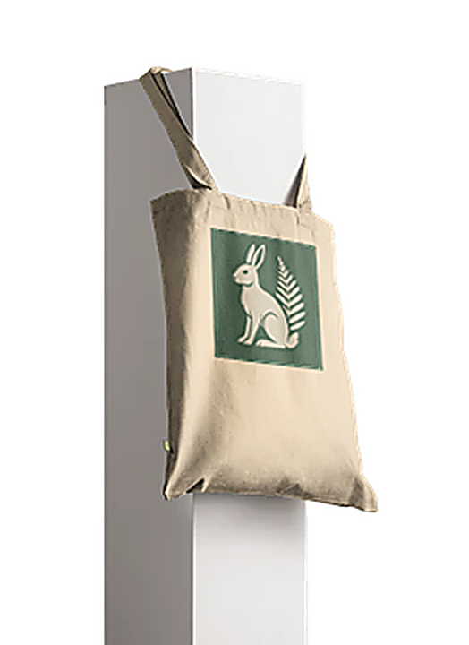 Nordic Hare and Forest Flower Print – Minimalistic Beige Tote Bag Design by Varg & Vitsippa