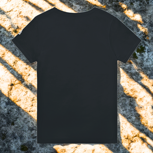 Nordic Wolf and Flower white front print – Minimalist black heavyweight T-Shirt by Varg & Vitsippa