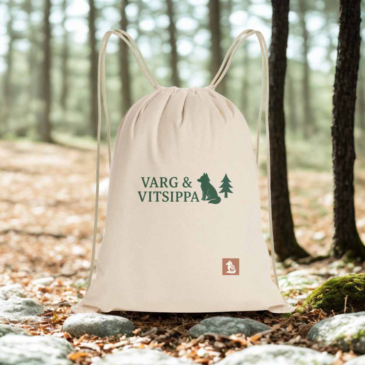 Recycled Drawstring Backpack – Forest Logo Edition | 9.5L by Varg & Vitsippa
