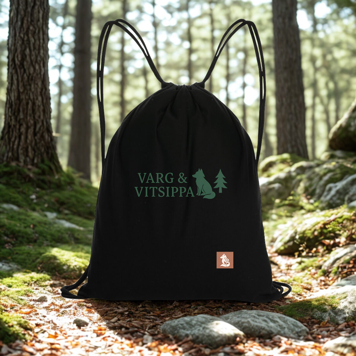 Recycled Drawstring Backpack – Forest Logo Edition | 9.5L by Varg & Vitsippa