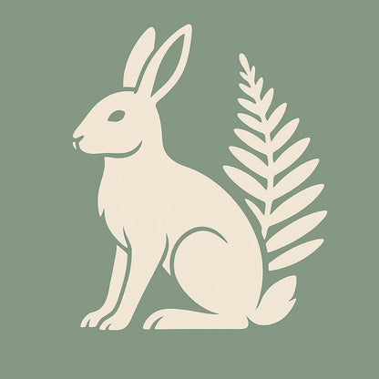 Nordic Hare and Forest Flower Print – Minimalistic Beige Tote Bag Design by Varg & Vitsippa