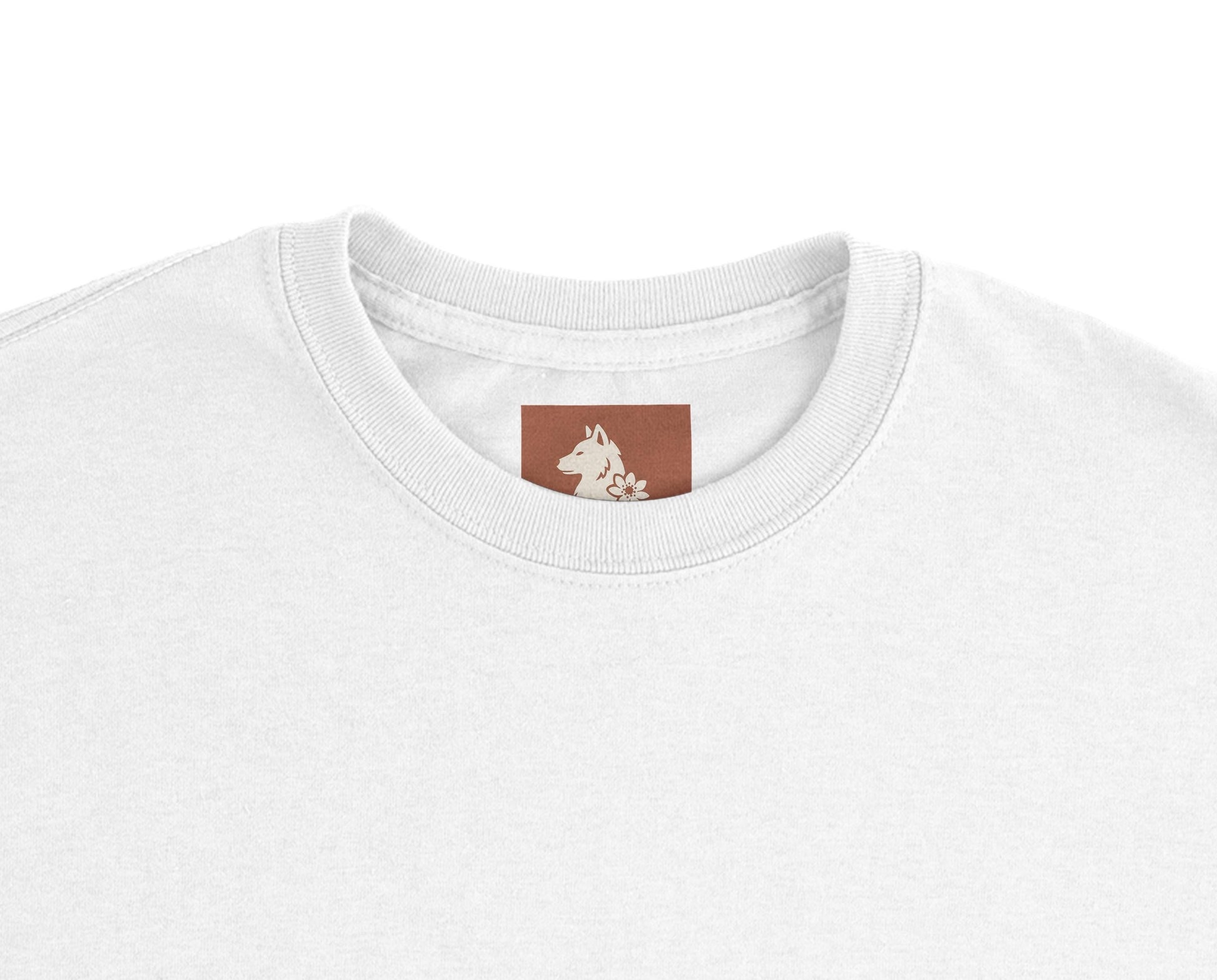 Cat and Flower Black front print – Minimalist White heavyweight T-Shirt by Varg & Vitsippa