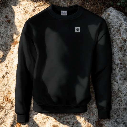 Nordic Hare and Flower sweatshirt – Minimalist Black Crewneck by Varg & Vitsippa