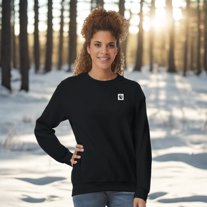 Nordic Hare and Flower sweatshirt – Minimalist Black Crewneck by Varg & Vitsippa